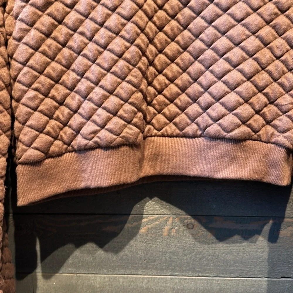 NWT Threadbare crop camel color quilted crop sweatshirt size 4 - Picture 4 of 7